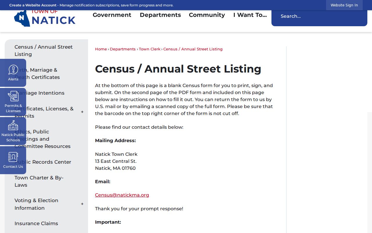 Natick neighbors annual street-listing record source
