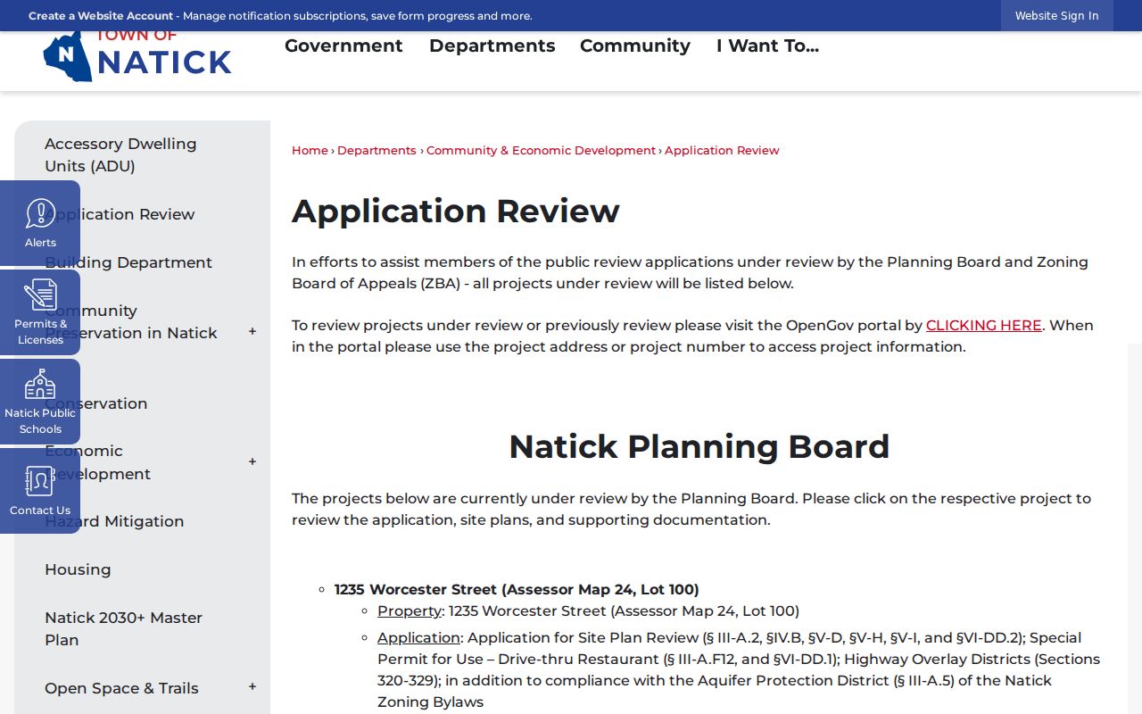Natick neighbors planning and ZBA address-record source