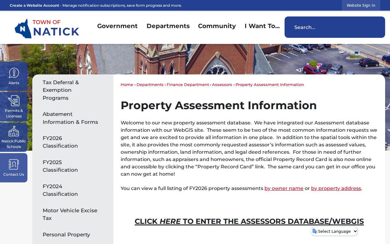 Natick ZIP code directory Assessment and WebGIS entry page